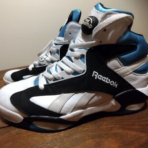 Men's Reebok Pump High-Tops in Black, White, and Blue. Size 14. Like New!